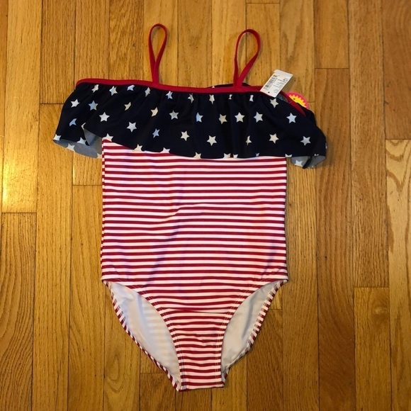 American flag patriotic swimsuit off the shoulder 10/12 or 14/16 TCP 4th fourth - Picture 4 of 4